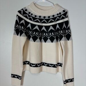 Lulu's Black and Ivory Fair Isle Sweater Size Medium